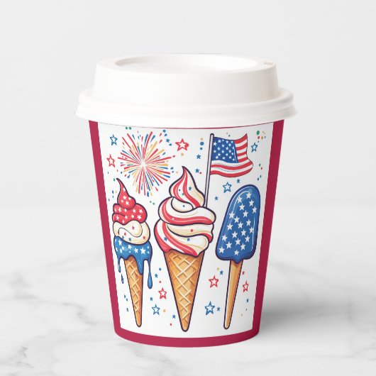 Gobelets En Papier 4 juillet Glace Creative Party (Recto)