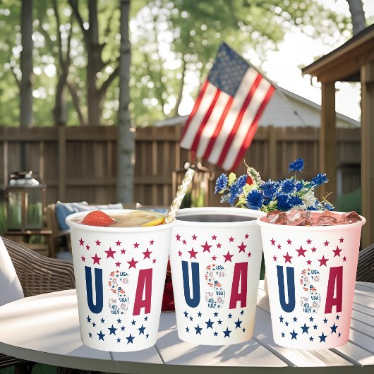 Gobelets En Papier 4 juillet USA Paper Cup avec étoiles