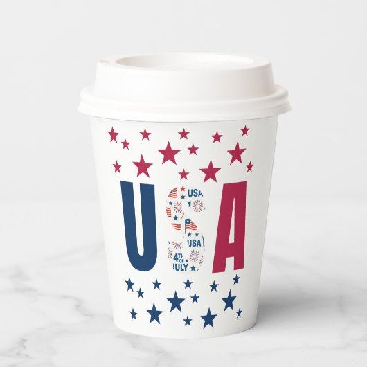 Gobelets En Papier 4 juillet USA Paper Cup avec étoiles (Verso)