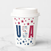 Gobelets En Papier 4 juillet USA Paper Cup avec étoiles (Recto)