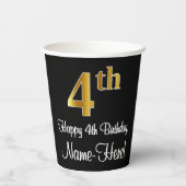 Gobelets En Papier 4e anniversaire - Elégant luxe Faux Gold Look # (Verso)