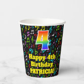 Gobelets En Papier 4e anniversaire : Fun Music Notes Motif, Rainbow 4 (Verso)