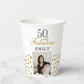 Gobelets En Papier 50 and Fabulous Gold Glitter Photo 50th Birthday (Verso)