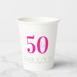 Gobelets En Papier 50 et fabuleuse Hot Pink 50th Birthday Party<br><div class="desc">Moderne, chic et minimaliste, 50 et fabuleux, 50ème anniversaire, design typographique, en typographie rose et noire. Parfait pour une fête du 50e anniversaire élégante et élégante. Cette conception est entièrement personnalisable, il suffit d'utiliser ce bouton pour modifier le texte, ou d'utiliser l'outil d'édition pour modifier la couleur ou la police....</div>