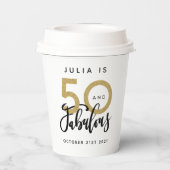 Gobelets En Papier 50 et fabuleux anniversaire noir et or (Verso)