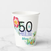 Gobelets En Papier 50 et Fabulous Tropical 50th Birthday Ajouter le n (Verso)