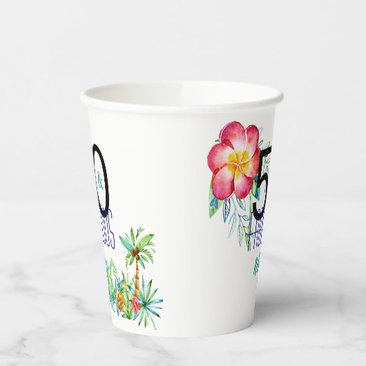 Gobelets En Papier 50 et Fabulous Tropical 50th Birthday Ajouter le n (Gauche)