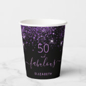 Gobelets En Papier 50 fabuleux anniversaire noir violet parties scint (Verso)