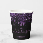 Gobelets En Papier 50 fabuleux anniversaire noir violet parties scint (Recto)
