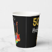Gobelets En Papier 50 Rocks Anniversaire Fête Funky Guitar (Droite)