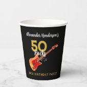 Gobelets En Papier 50 Rocks Guitare Cool 50e fête d'anniversaire (Recto)