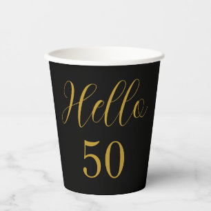 Gobelets En Papier 50e anniversaire Black Gold fête d'anniversaire