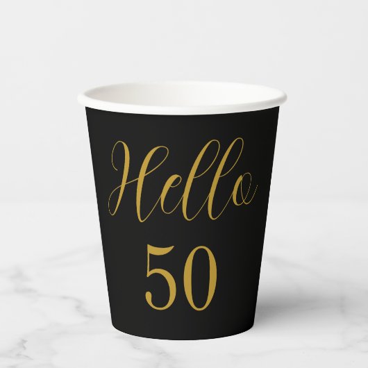 Gobelets En Papier 50e anniversaire Black Gold fête d'anniversaire (Recto)