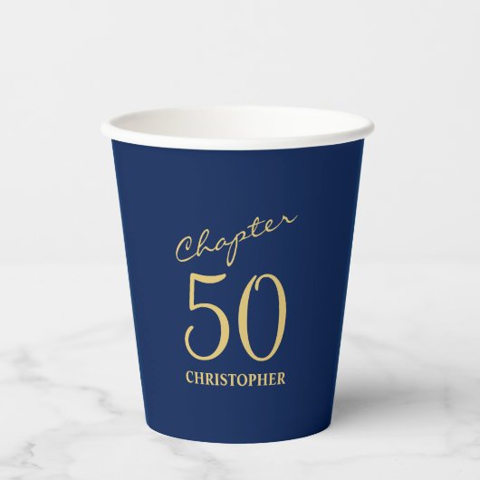 Gobelets En Papier 50e anniversaire Chapitre 50 Or bleu (Recto)