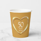 Gobelets En Papier 50e anniversaire de la Mariage d'or photo du coeur (Verso)