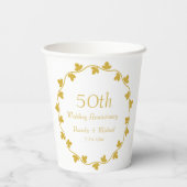 Gobelets En Papier 50e anniversaire de Mariage d'or Ivy Wreath (Verso)
