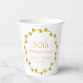 Gobelets En Papier 50e anniversaire de Mariage d'or Ivy Wreath (Recto)