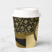 Gobelets En Papier 50E Anniversaire du Mariage Bande de Damas Noir &  (Droite)