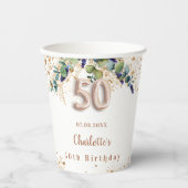 Gobelets En Papier 50e anniversaire eucalyptus vert nom de la parties (Recto)