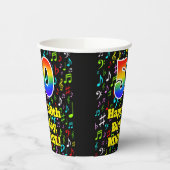 Gobelets En Papier 50e anniversaire : Fun Music Notes Motif, Rainbow (Gauche)