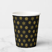 Gobelets En Papier 50e anniversaire & Golden Snowflakes sur noir (Verso)