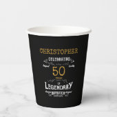 Gobelets En Papier 50e anniversaire Légendaire Black Gold Retro (Verso)