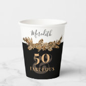 Gobelets En Papier 50e anniversaire Luxe Golden Flowers élégant Class (Recto)