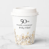 Gobelets En Papier 50e anniversaire Mariage Roses d'or personnalisé N (Verso)