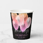 Gobelets En Papier 50e anniversaire, Parties scintillant rose Ballons (Verso)