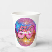 Gobelets En Papier 50e anniversaire Parties scintillant rose Super le (Recto)
