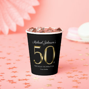 Gobelets En Papier 50e Anniversaire Solid Gold Typographie Classy Bla