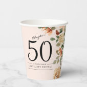 Gobelets En Papier 50e anniversaire Vintage Floral (Verso)