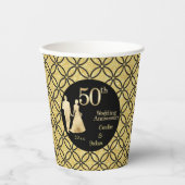 Gobelets En Papier 50e Couple d'or Parties scintillant Mariage Annive (Recto)