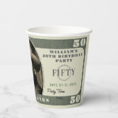 Gobelets En Papier 50e fête d'anniversaire 50 dollars Bill (Verso)