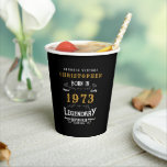 Gobelets En Papier 50th Birthday Born 1973 Ajouter Nom Légende Black<br><div class="desc">Modèle photo "Original Quality Legendary Inspiration" tasse de papier pour cet anniversaire spécial. Ajoutez la photo, le nom et l'année comme vous le souhaitez dans les champs modèles et créez un cadeau unique de fête d'anniversaire. Faites équipe avec les cadeaux, accessoires de fête et vêtements correspondants disponibles dans notre magasin...</div>