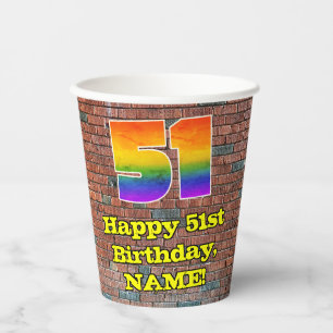 Gobelets En Papier 51e anniversaire : Arc-en-ciel amusant inspiré par