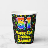 Gobelets En Papier 51e anniversaire : Fun Music Notes Motif, Rainbow (Verso)