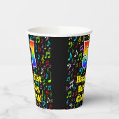 Gobelets En Papier 51e anniversaire : Fun Music Notes Motif, Rainbow (Gauche)