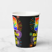 Gobelets En Papier 52e anniversaire : Fun Fireworks Motif + Rainbow 5 (Gauche)