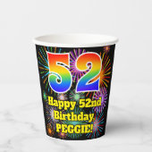 Gobelets En Papier 52e anniversaire : Fun Fireworks Motif + Rainbow 5 (Recto)