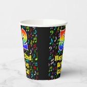 Gobelets En Papier 52e anniversaire : Fun Music Notes Motif, Rainbow  (Gauche)