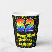 Gobelets En Papier 52e anniversaire : Fun Music Notes Motif, Rainbow  (Recto)