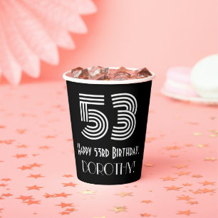 Gobelets En Papier 53e Anniversaire — Apparence inspirée d'Art Déco “
