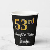 Gobelets En Papier 53e anniversaire - Elégant luxe Faux Gold Look # (Recto)