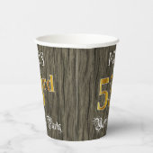Gobelets En Papier 53e fête d'anniversaire — Faux Gold & Faux Wood Lo (Droite)