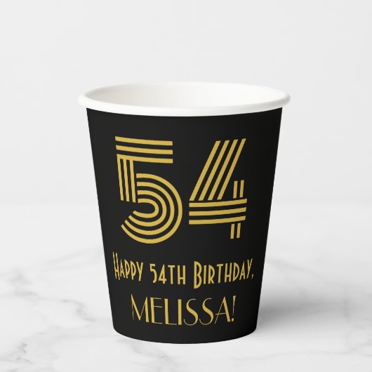 Gobelets En Papier 54e anniversaire : Art Déco Inspiré Look "54" & No (Recto)