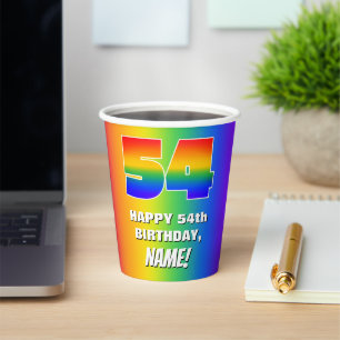 Gobelets En Papier 54e anniversaire : coloré, amusant Motif arc-en-ci