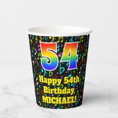 Gobelets En Papier 54e anniversaire : Fun Music Notes Motif, Rainbow  (Verso)