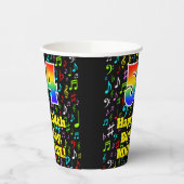 Gobelets En Papier 54e anniversaire : Fun Music Notes Motif, Rainbow  (Gauche)
