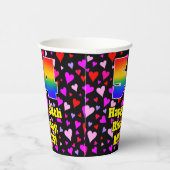 Gobelets En Papier 54e Birthday: Patters de Loving Hearts, Rainbow 54 (Droite)